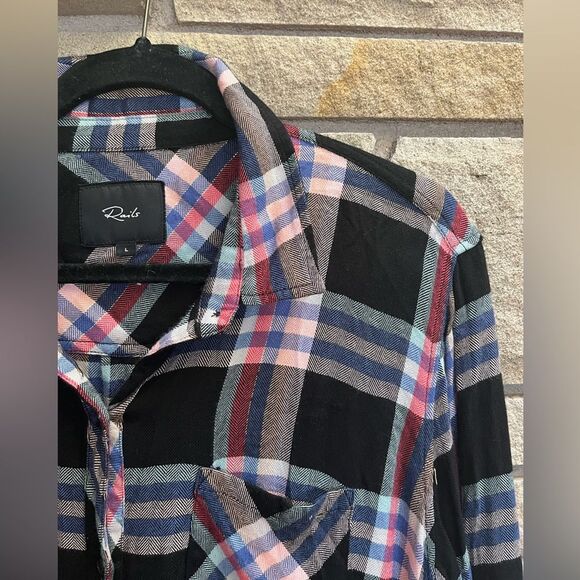 Rails Hunter Melon Aqua & Black Plaid Button Down shirt Large - Picture 4 of 9